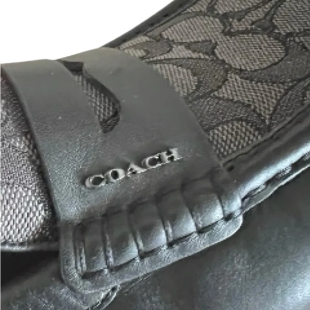 Coach Men's Liam Driver Black Signature Loafers with Monogram Fabric - Picture 3 of 7